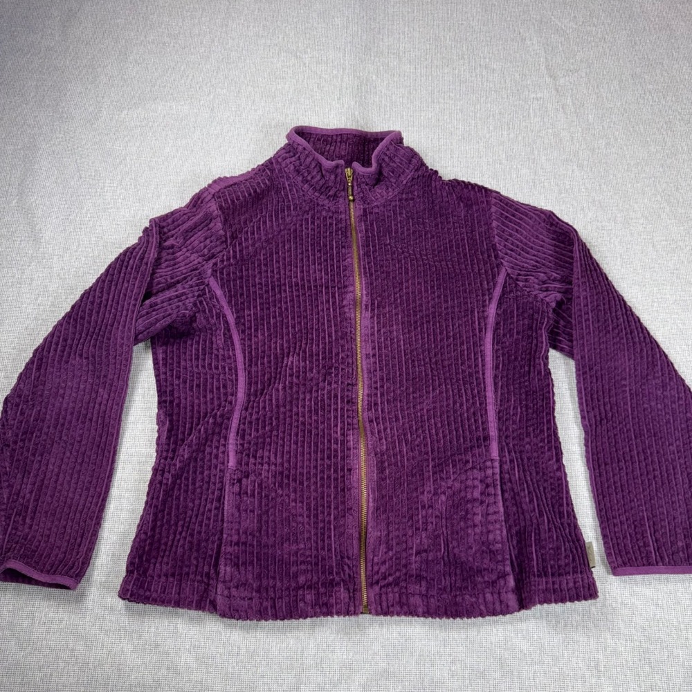 Woolrich Womens Eggplant Purple Corduroy Full Zip Jacket Mock Neck Cotton Large
